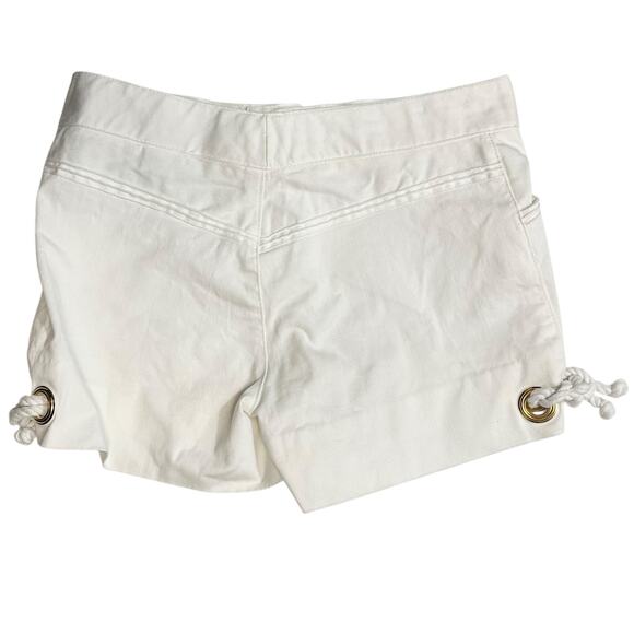 2/$15 Zara Rope Tie Shorts White Gold Accent Chino Low-Rise Size 4 - Picture 4 of 7